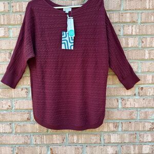 Burgundy Cable Knit Sweater